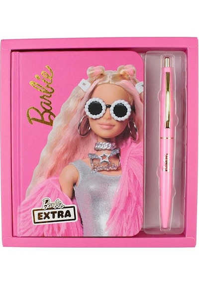 Barbie Extra Notebook Pembe 2 Li Kalın Kapak Çizgili Defter Tükenmez Kalem Lisanlı Barbie Baskılı Not Defteri Seti