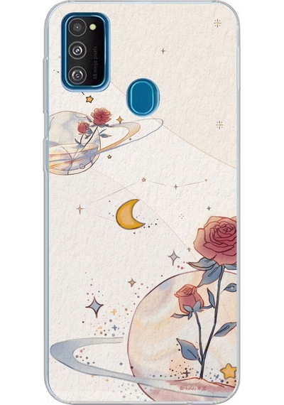 Samsung Galaxy M30s/m21 Uyumlu Gezegen, Yıldız Ve Gül Baskılı Silikon Kılıf Renkli