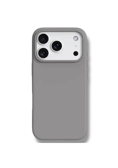 Apple Uyumlu iPhone 17 Pro Kılıf Kamera Çıkıntılı Yumuşak Silikon İçi Kadife Lansman Kapak . Gri