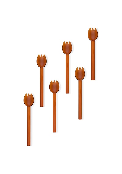 The Mia Abiete Dondurma Ve Tatlı Kaşığı Amber 6lı Set Turuncu