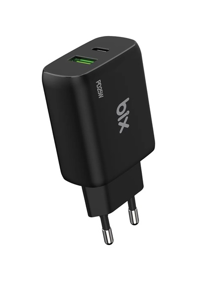 Bix ZH-2U41T 25 W USB-A Type-C PD 3.0 Hızlı Şarj Adaptörü Siyah