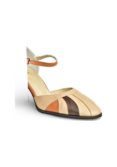 Fox Shoes Y398360103 Ten Hakiki Deri Kalın Topuklu Kadın Terlik Ten