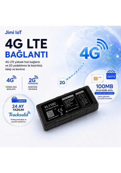 Jimiiot Jimi Iot Vl110c 4g Gps Araç Takip Cihazı Uzaktan Motor Durdurma 9-90v Ip65