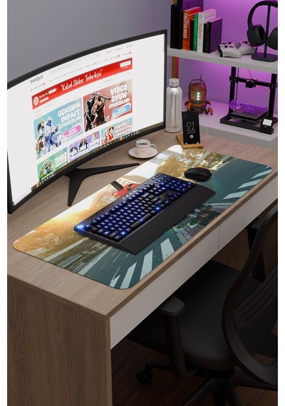 Bochi The Rock Anime V3 - 90x40 Xxl Gaming Kauçuk Kaymaz Taban Mouse Pad Fare Altlığı