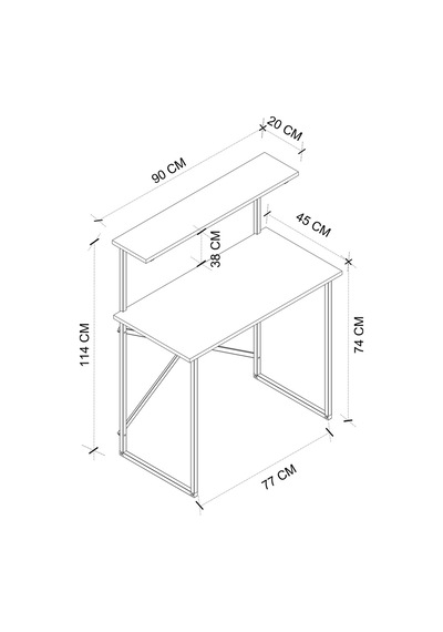 90x45 Cm Raflı Çalışma Masası Laptop Masası Çocuk Çalışma Masası Ders Masası Atay Çam
