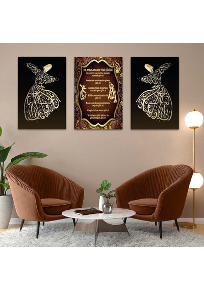 Mevlana'nın Yedi Öğüdü 3'lü Mdf Tablo Set
