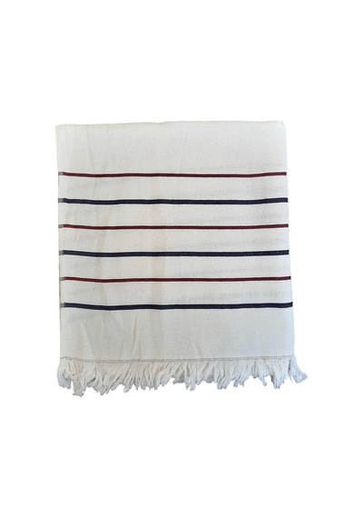 Peştemal Plaj Havlusu %100 Pamuklu 70x150 Cm Beyaz Waves Çok Renkli