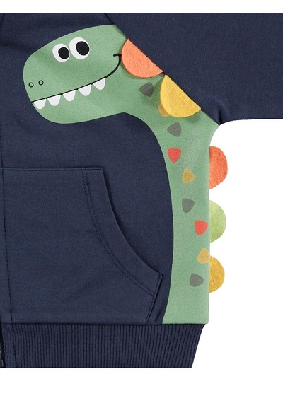 Civil Baby Dinozor Baskılı 6-18 Ay Hırka - Mavi Koyu İndigo