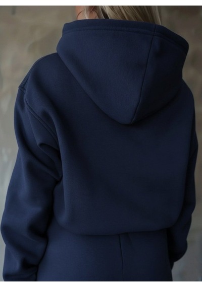 Efnaz Style Kadın Uzun Kollu Nope Baskılı Beli Ribanalı Ikili Takım Lacivert
