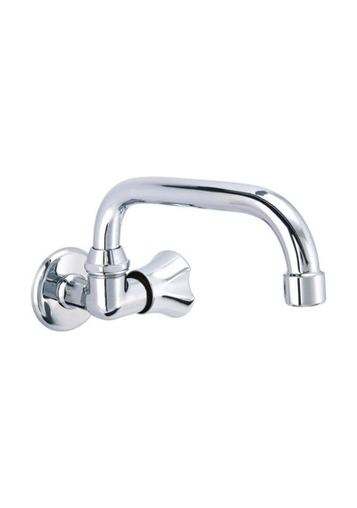 Topaç Tekli Lavabo Bataryası Dönerli Duvardan Krom
