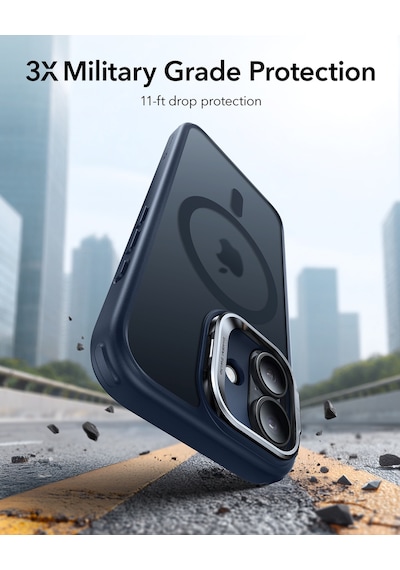 Esr Apple Uyumlu iPhone 17 Classic Hybrid Magsafe Standlı Kılıf - Kamera Kontrol Butonu - Buzlu Mavi Buzlu Mavi