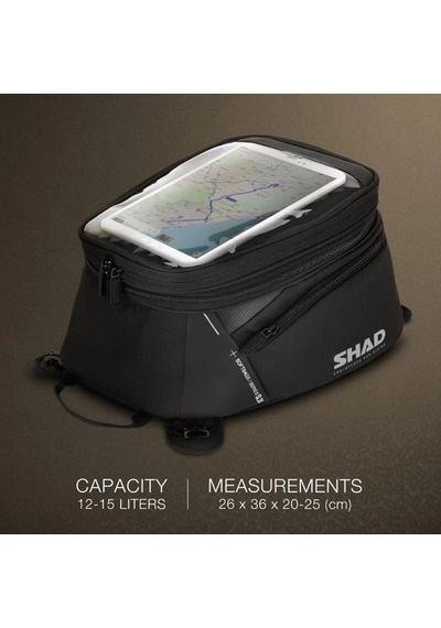 Shad Sl20 Motosiklet Depo Üstü Çanta Mıknatıslı Bağlantı 12-15 Litre X0sl201f Siyah