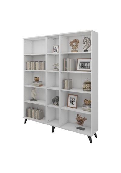 Simple Kitaplık 12 Raflı 150x30x176 Beyaz Beyaz Simple Kitaplık 12 Raflı 150x30x176 Beyaz Beyaz