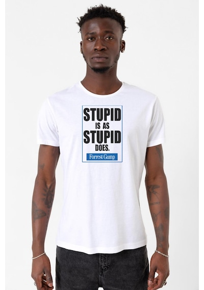 Forrest Gump Stupid Is As Stupid Does Beyaz Erkek Bisikletyaka Tshirt 001