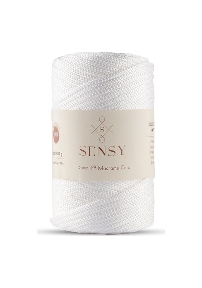 Sensy 5 Mm - 400 Gr Polyester Makrome Ipi Beyaz 95 M Polyester Makrome Ip Supla Ip Ve Çanta Ipliği