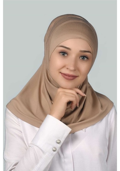 Altobeh Hazır Türban Pratik Eşarp Tesettür Hijab - Namaz Örtüsü - Koyu Bej