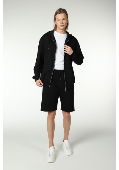 Defys Defy S Erkek Oversize Kapüşonlu Fermuarlı Cepli Sweatshirt Siyah - 527577758 Siyah