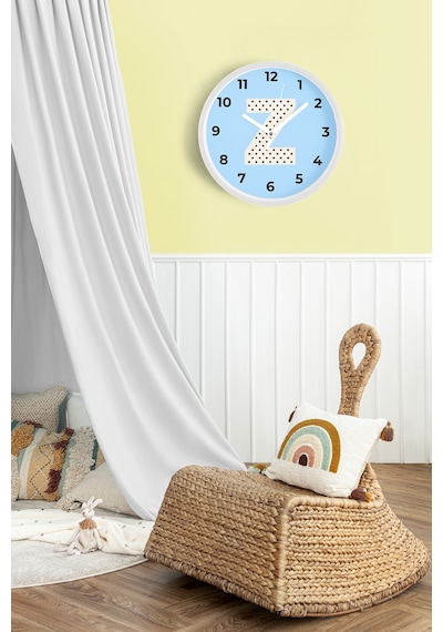 Z Harfi Erkek Odası Duvar Saati - 25cm - Önü Camlı Beyaz Kasa - Sessiz Mekanizma-jh0956 Beyaz