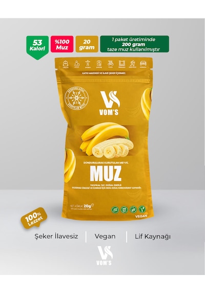 Voms Dondurularak Kurutulmuş Meyve Cipsi - 5'li Tanışma Paketi 5x20 Gr 20 G