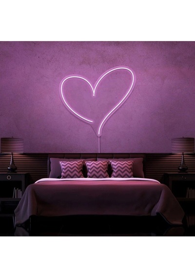Kalp Figürlü Neon Tabela Pembe