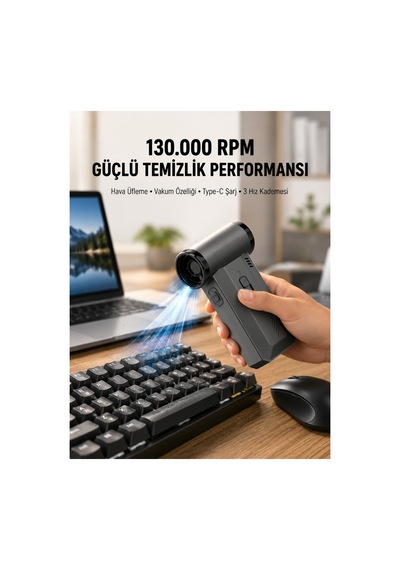 130000 Rpm Çok Fonksiyonlu Şarjlı Ha Üfleme Ve Vakum Temizlik