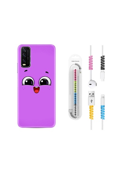 Vivo Y11S Kılıf Kablo Koruyuculu Purple Sweety 1717