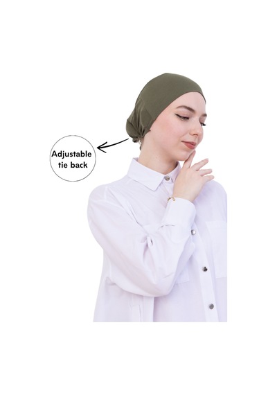 Modish Group Pratik Bone Pamuklu Tesettür İç Bone, Başörtüsü İçin Hazır Viskon Şapka, Namaz Günlük Kullanım İçin Haki