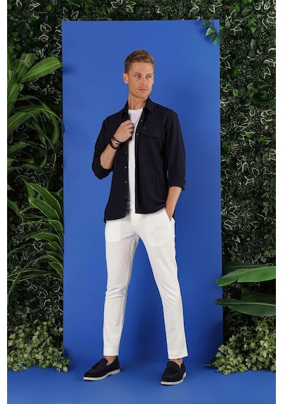 Efor G 1534 Slim Fit Lacivert Klasik Gömlek Lacivert