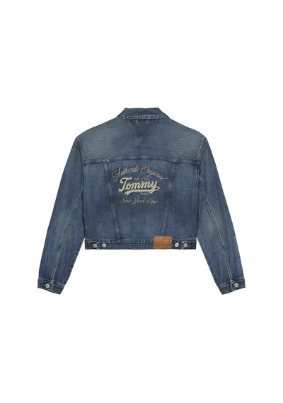 Tommy Hilfiger Pleated Trucker Jack, 1a5 Mavi Kadın Kot Ceket