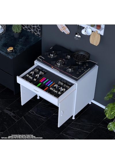 Modilayn Birce Xxl Set Ocak Altı Dolap 75x88x56 Cm Ölçülerinde 2 Kapaklı Ve 1 Gözlü Tüp Bölmelidir Beyaz