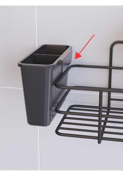 Suntel Yapışkanlı Fön Makinesi Hazneli Banyo Düzenleyici Banyo Organizer Siyah