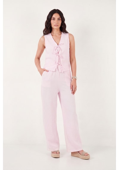 Lela Pamuklu Regular Fit Bağlama Detaylı Alt-üst Müslin Takım Bayan Takım 5866660 Pembe