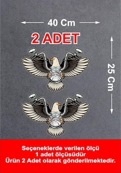 Chopper Motosiklet Kartal Sticker - Araba Oto Motosiklet Cam Sticker - 02141 40x25 Cm