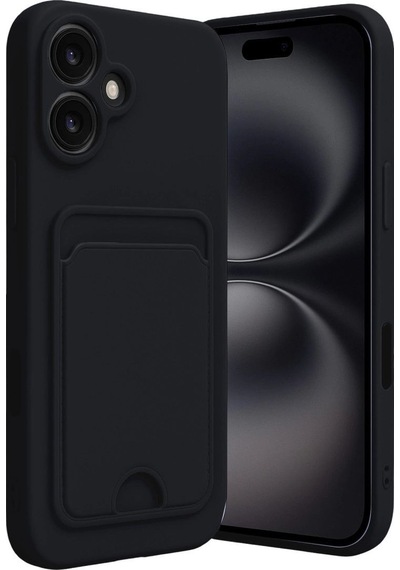 Apple İphone 16 Kılıf Kelvin Kartvizitli Silikon - Siyah