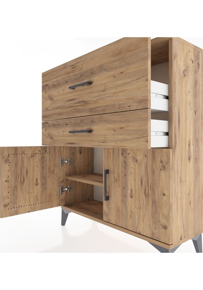 Arges Şifonyer Tek Raflı 2 Çekmeceli 2 Kapaklı 88x30x106 Çam-çam Çam