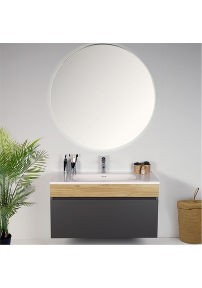 Kobos Harmony 100 Cm Banyo Dolabı Seti Füme + Meguro