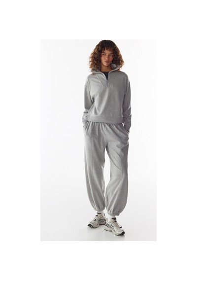 Penti Gri Yarım Fermuarlı Şardonlu Sweatshirt Gri Melanj