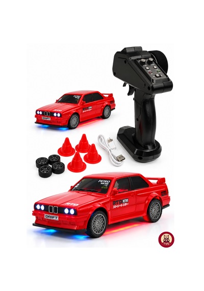 Uzaktan Kumandalı Mini Drift Bmw Evo30 Model Araba Dahili Şarjlı Işıklı 4x4 Taşıma Kumandalı Hız Hassasiyetli Ve Kademeli ,kuka Ve Drift Tekerleri Hediye 1:43 Ölçek Kırmızı