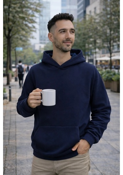 Luxic Core Oversize Erkek Kapüşonlu Sweatshirt Geniş Kalıp, Rahat Kesim, Günlük Ve Şık Kullanım Lacivert