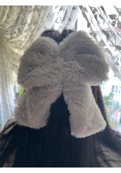 Gri Peluş Fiyonk Toka Gri