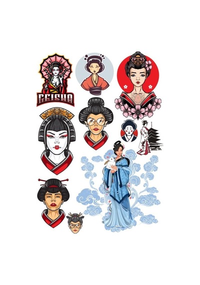 Geisha Sticker Set-1 13 Parça Telefon, Tablet, Defter, Laptop Sticker