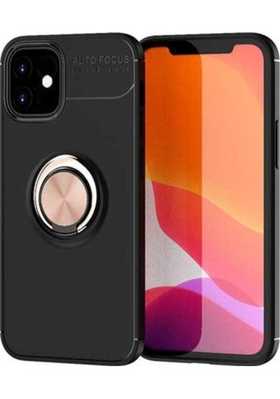 Apple Uyumlu iPhone 12 Kılıf Zore Ravel Silikon Kapak Siyah-Rose Gold