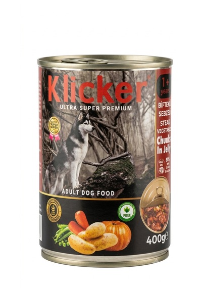 Klicker Biftekli Sebzeli Köpek Konserve 400 Gr
