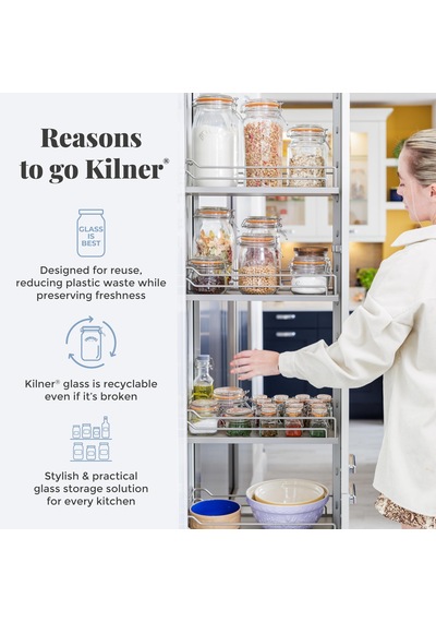 Kilner Borosilikat Cam Kapaklı Saklama Kabı, 1,5 L, Hava Geçirmez