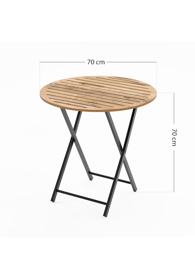 Katlanır 4 Kişilik Yuvarlak Bahçe Masası Bistro Masa 70x70 Çam 15