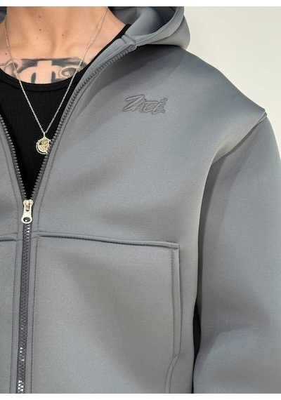 Zaee Oversize Scuba Zipp Hoodie Füme