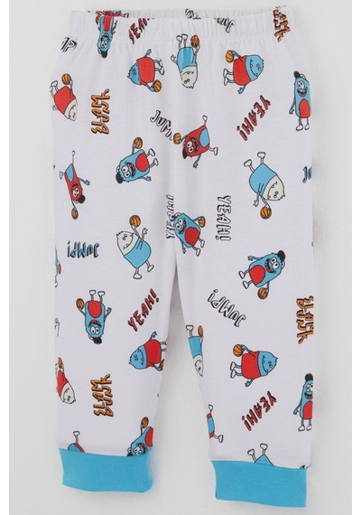 Breeze Erkek Bebek Pijama Takımı Omuzdan Patlı Mini Basket Yıldızı 4 Ay-1 Yaş, Beyaz