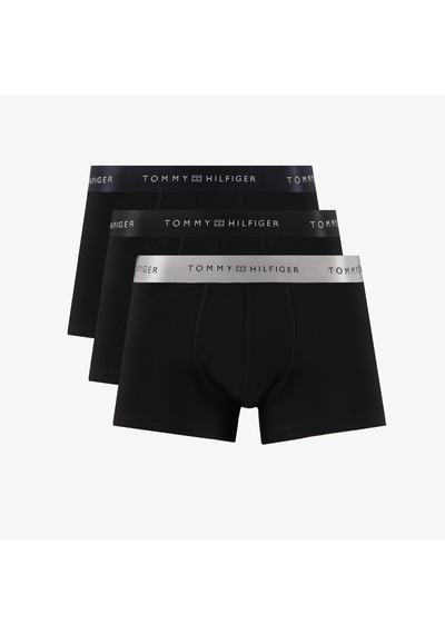 Tommy Hilfiger Trunk 3'lü Erkek Metalik Logo Siyah Boxer Um0um03411 Çok Renkli