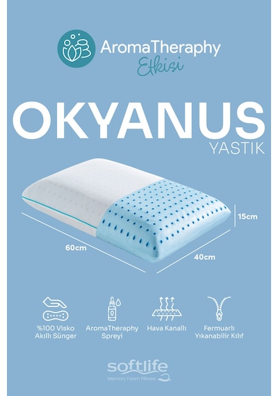 Aroma Terapi Okyanus Esintisi Visco Yastık Ve Yastık Spreyi Beyaz