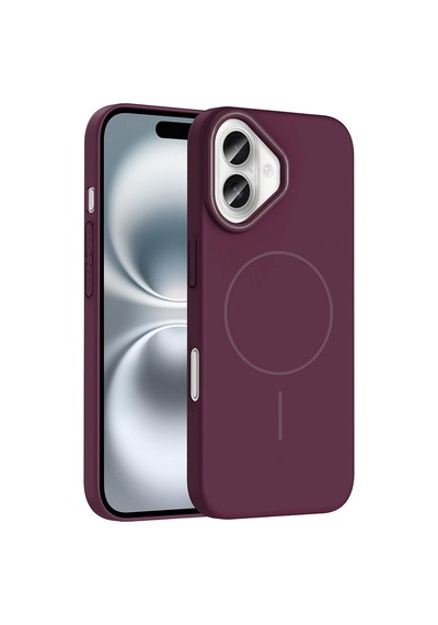 Apple Uyumlu iPad iPhone 16 Plus Kılıf M-safe Şarj Özellikli Zore Ruby Sert Kapak Mürdüm
